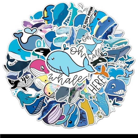 NWT 50 Piece Cartoon Whale Stickers - Picture 2 of 5